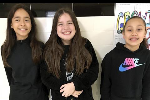 Fifth-grader Elizabeth Alvarez; fifth-grader London Nicholson; fourth-grader Saharay Sanchez