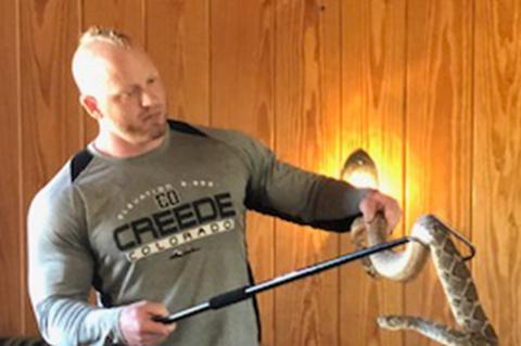 Rattlesnake handler Seth Hanbury at Lake Marvin