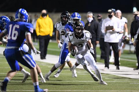 Twister Kelton (3) collected three passes for three touchdowns in Friday's final district win over Childress