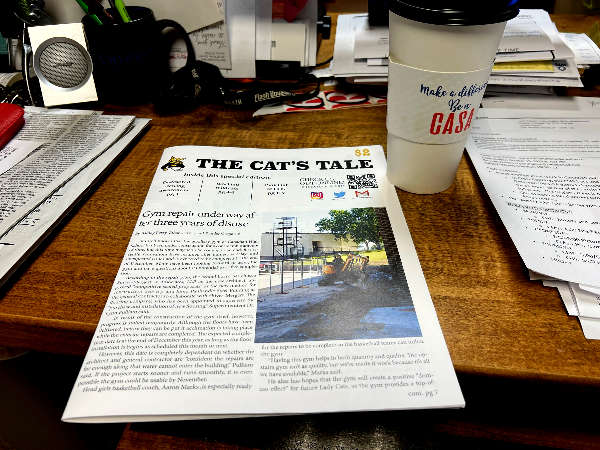 Our well-read edition of The Cat's Tale, with coffee