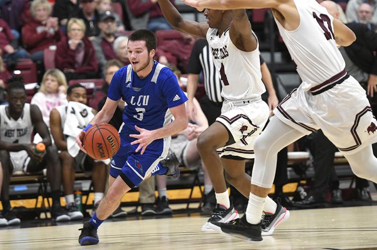 Lubbock Christian University Chaps basketball player Cameron Copley in a game versus the West Texas A&amp;M University Buffs in January.