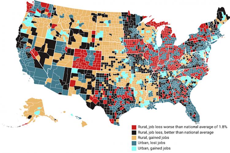 Rural counties job map