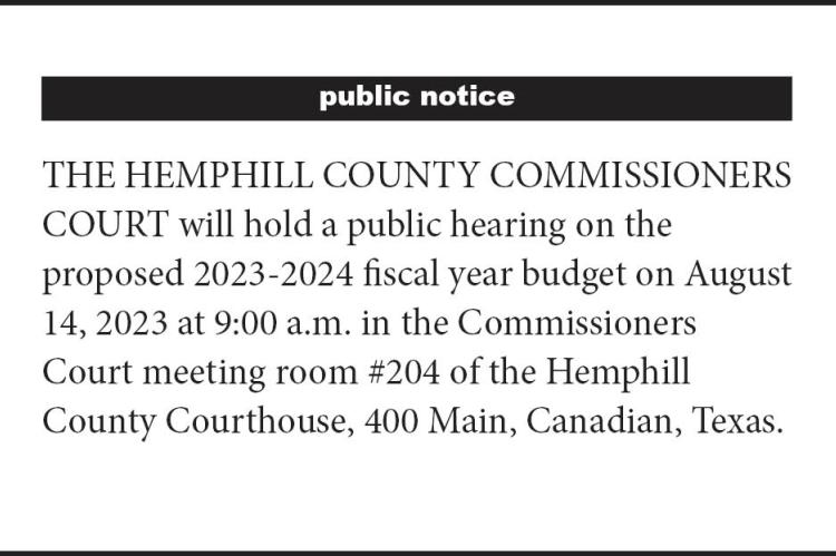 Notice of Public Hearing on Proposed Budget