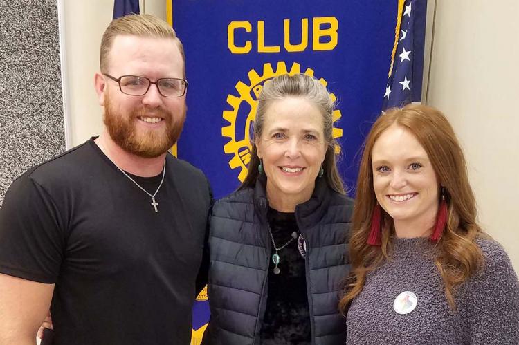 Addison Russ, Rotarian Christina Hadaway, and Kaitlyn Russ