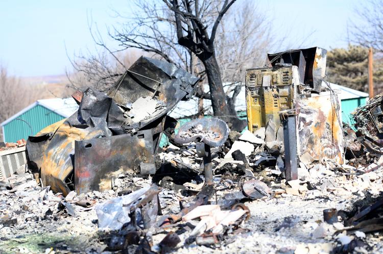 The burned contents of a home in Buffalo Hills
