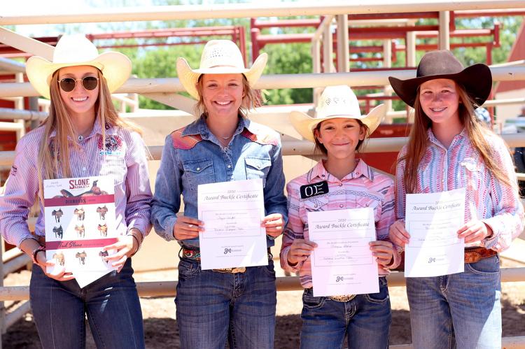Oklahoma Junior High State Rodeo finalists in pole bending were State Champ Gretchen Todd; Reserve Champ Tayln Wright; 3rd place, Chaynee Slavin; and 4th place, Brooke Crenshaw.