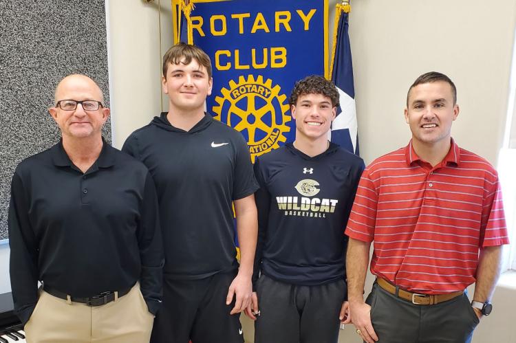 CISD Athletic Director, Tripp Mills, Trace Mitchell, and Rotarian Charlie Mann
