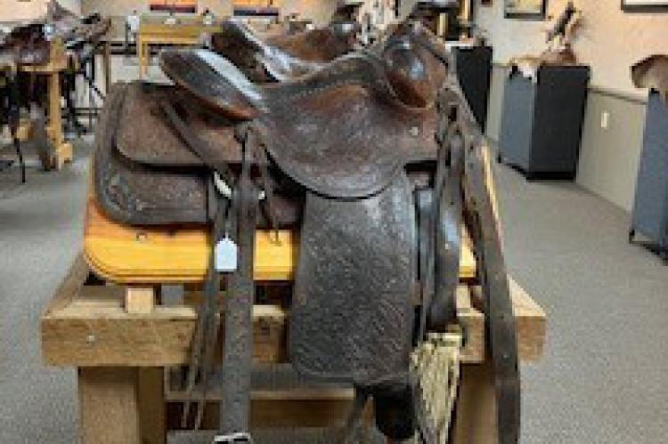 Saddles by Errington in the exhibit