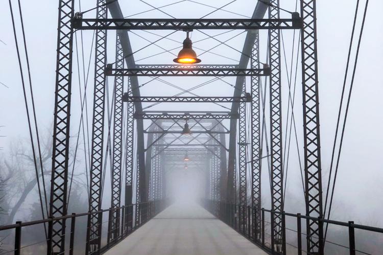 Monday morning fog on Canadian River Wagon Bridge