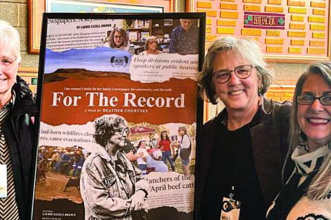 Cathy Ricketts, Laurie Ezzell Brown and Mary Smithee with For The Record poster