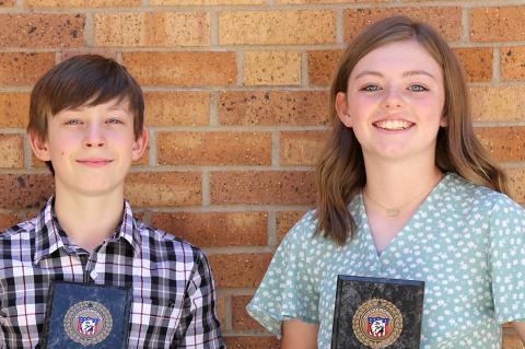 6th-Grade Citizenship Award winners: Isaac English and Claire Wilhelm