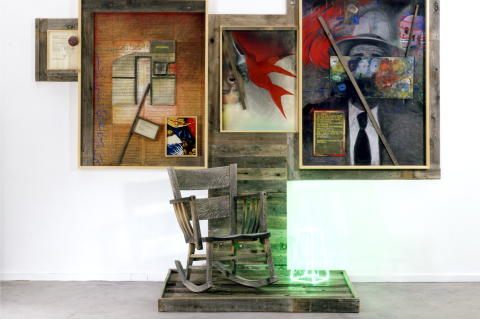 Terry Allen,  Metronome ("Dugout" Stage III), 2001  Mixed media assemblage, 85 x 115 1/4 x 39 1/2 in.