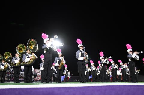 The Canadian Wildcat Band performing during halftime