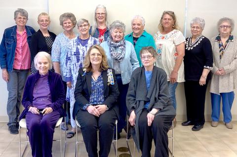 Seated left to right: Frances Haley, Pam Hill, and Jeri Pundt. Standing left to right: Beth Pearce, Remelle Farrar, Marie Maupin, Marilee Wright, Freda Collier, Ilene Floyd, Ada Lester, Rhonda Gallagher, Mary Ann Ashley, and Davene Hendershot.