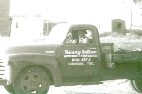 'Papa Hank' in the Julian Waterwell Contractors company truck