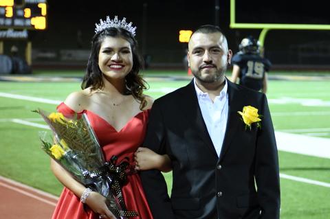 Homecoming Queen Leslie Villa with her father, Gabriel Reyes