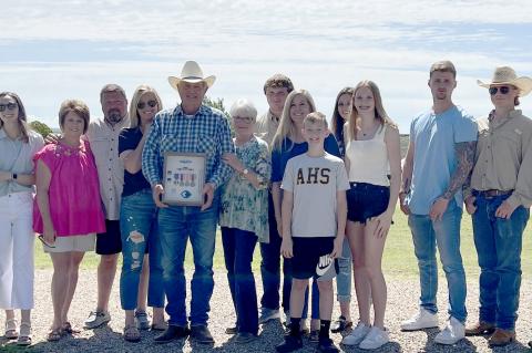 The Ray Risley family photo: Evan Knobloch, Haevyn Knobloch, Reagan Risley, Brandon Risley, Misty O’Quin, Larry Risley, Delois Risley, Colton Risley, Lori St. Clair, Cree St. Clair, Brittany O’Quin, Makenna St. Clair, Austin O’Quin, Landon Risley, and Cooper Oles.