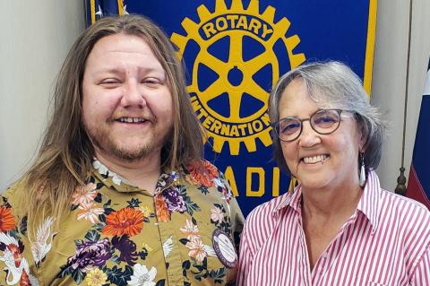 Rotarian Ike Julian and Laurie Ezzell Brown, editor of The Canadian Record