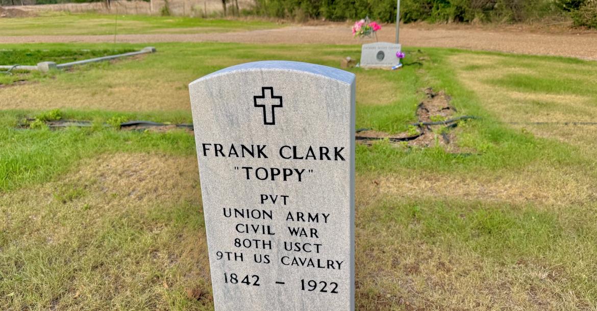 The new headstone for Frank "Toppy" Clark's gravesite